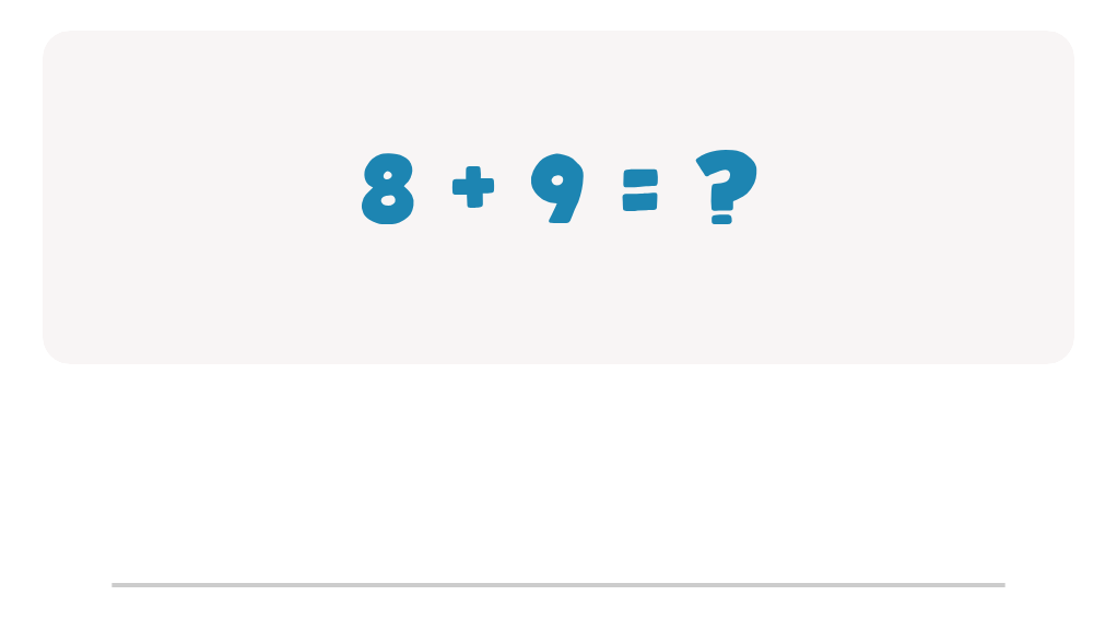 Addition Facts Worksheet: Type the Total for 8 + 9