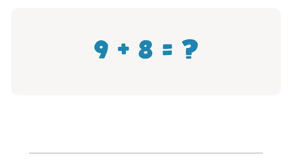 Addition Facts Worksheet: Type the Total for 9 + 8