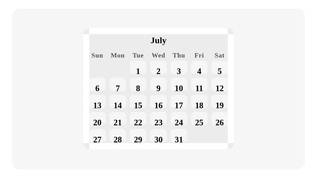 Choose July 18 in this calendar.