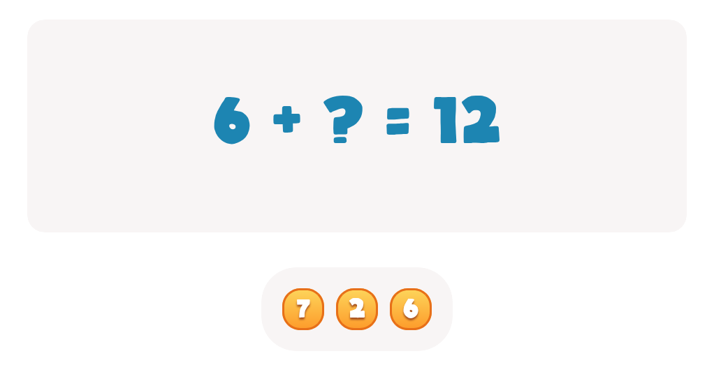 Choose the correct number to complete this doubles fact 6 + ? = 12 Worksheet