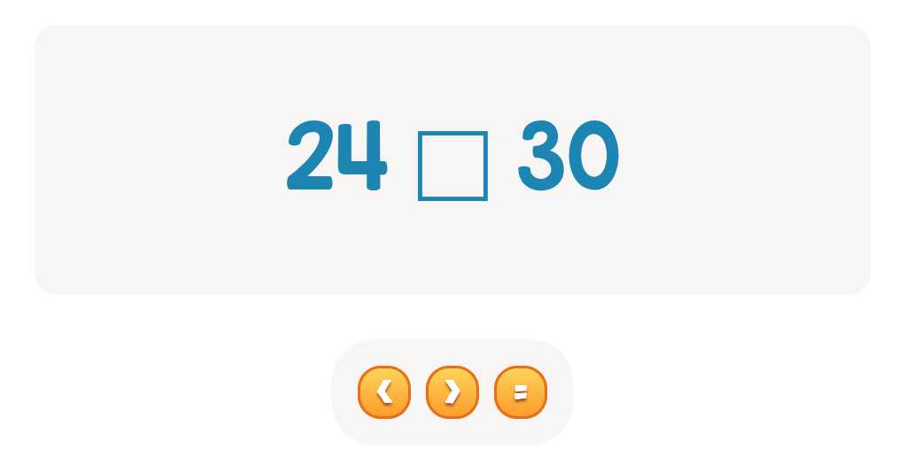 Compare Numbers up to 100: Choose <, > or =