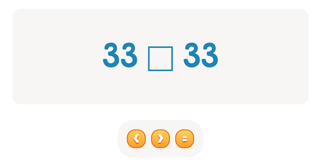 Compare Numbers up to 100: Choose <, > or =