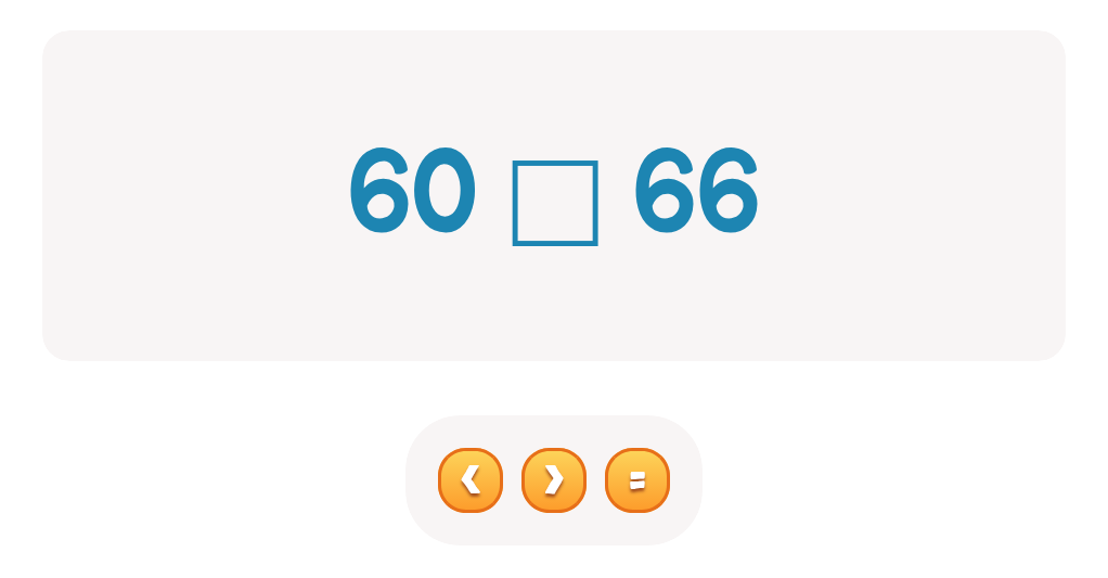 Compare Numbers up to 100: Choose <, > or =