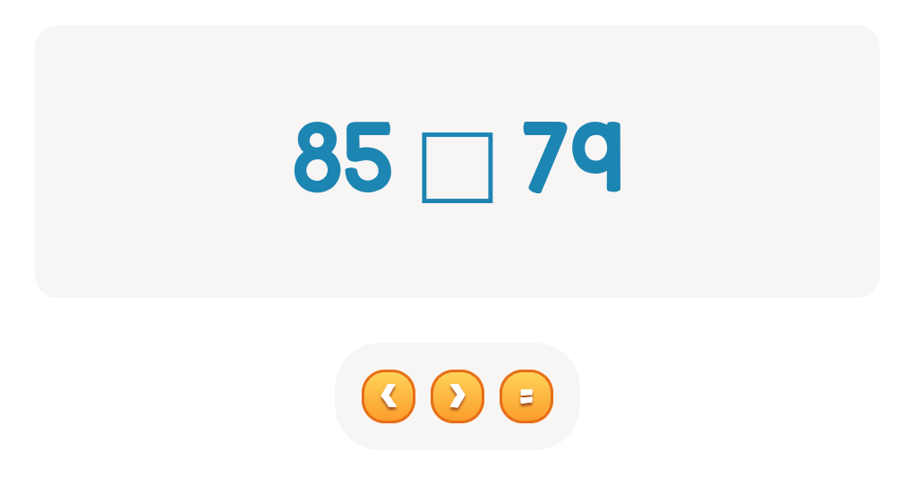 Compare Numbers up to 100: Choose <, > or =