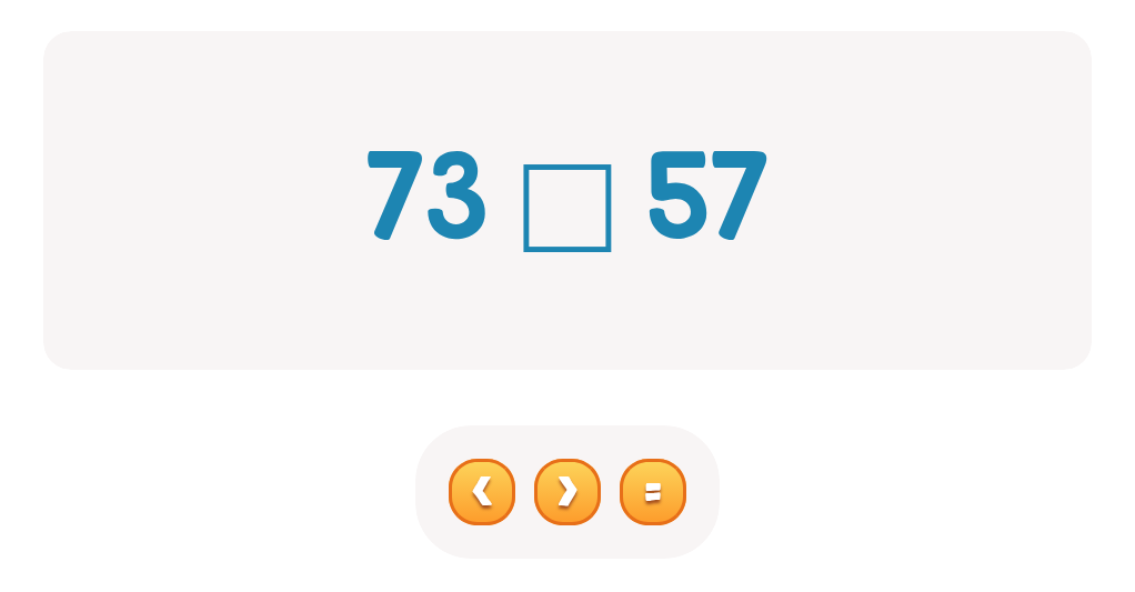 Compare Numbers up to 100: Choose <, > or =