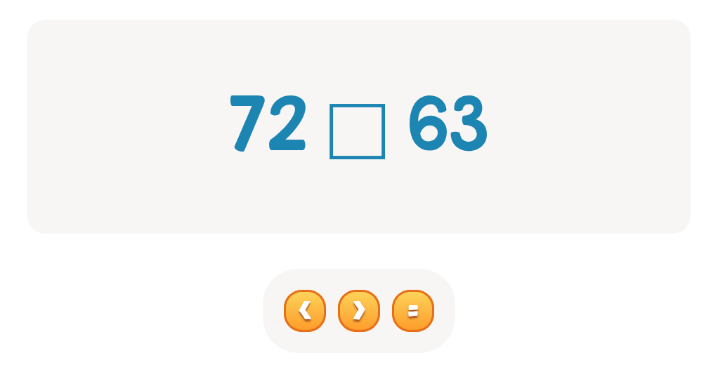Compare Numbers up to 100: Choose <, > or =