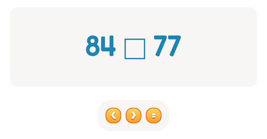 Compare Numbers up to 100: Choose <, > or =