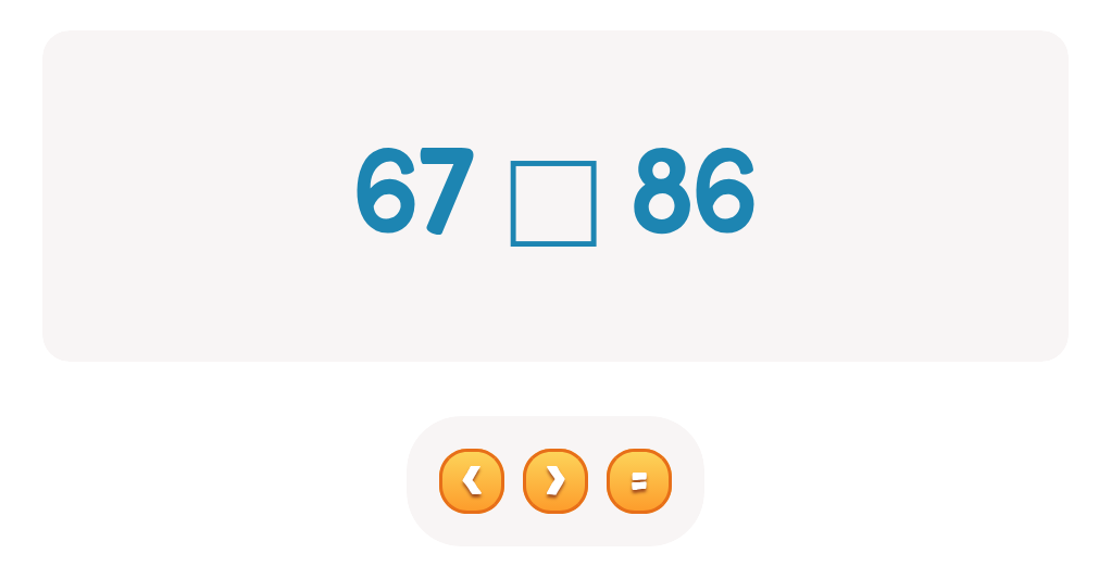 Compare Numbers up to 100: Choose <, > or =