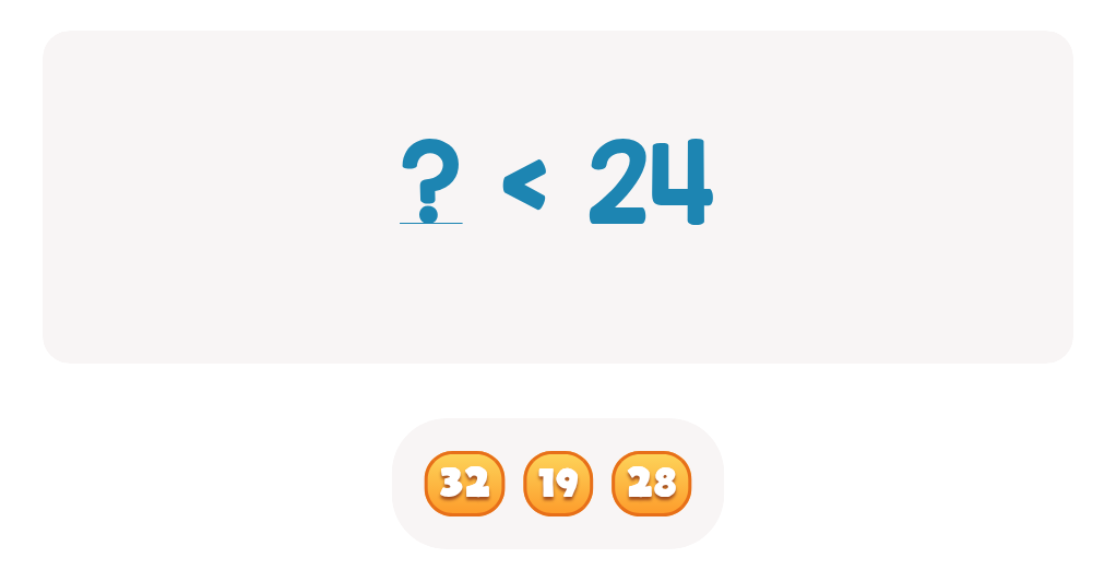 Compare Numbers up to 100: Find the Missing Number (Greater, Less or Equal)