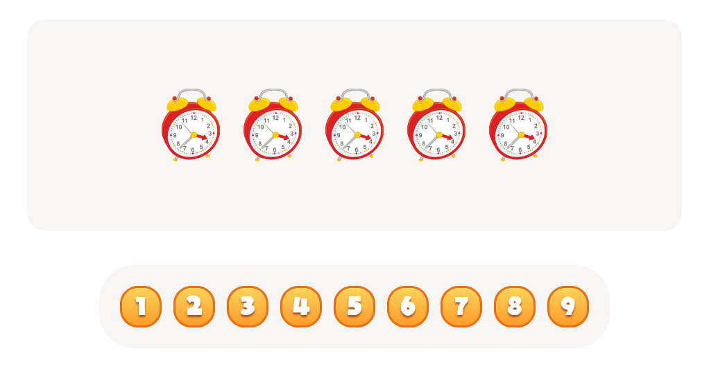 Count the  Alarm Clocks Worksheet. Count up to  8 & 9 Skill