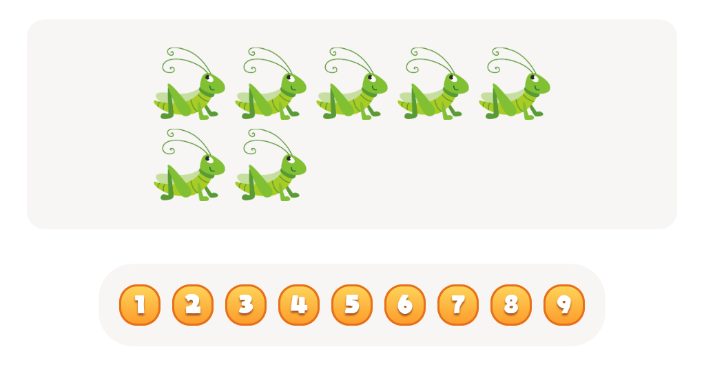 Count the  Grasshoppers Worksheet. Count up to  8 & 9 Skill