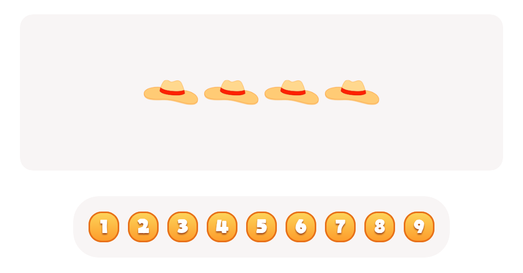 Count the  Hats Worksheet. Count up to  8 & 9 Skill