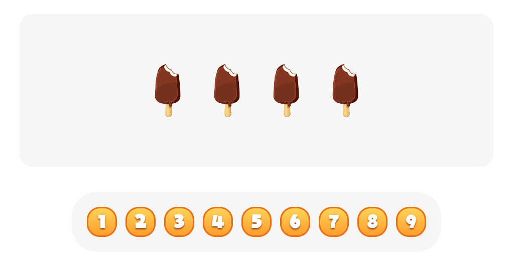 Count the  Ice creams Worksheet. Count up to  8 & 9 Skill