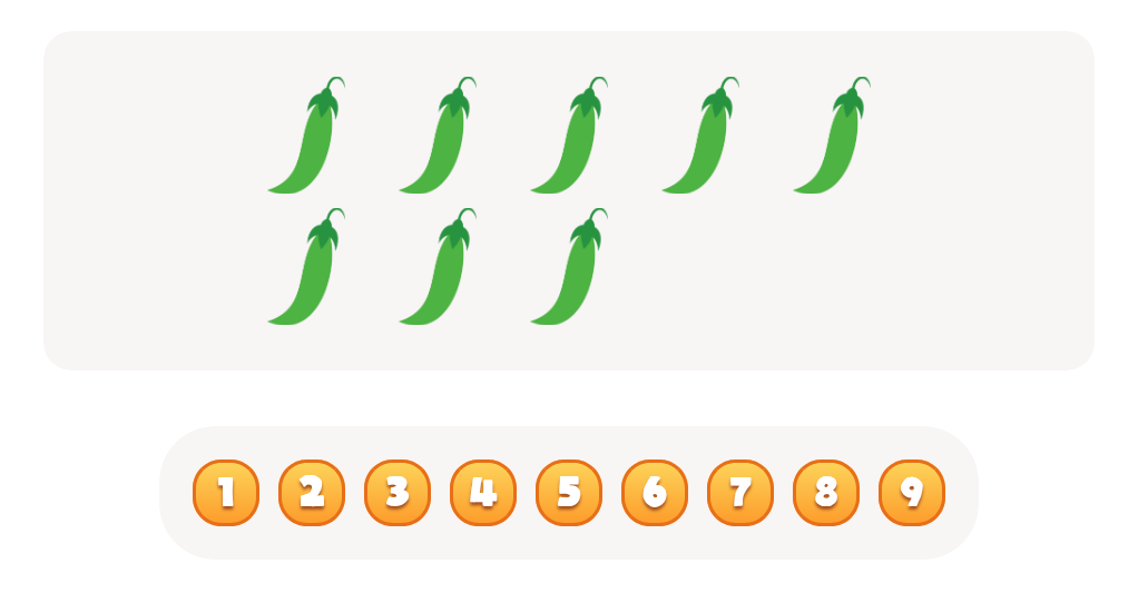 Count the  Pea pods Worksheet. Count up to  8 & 9 Skill