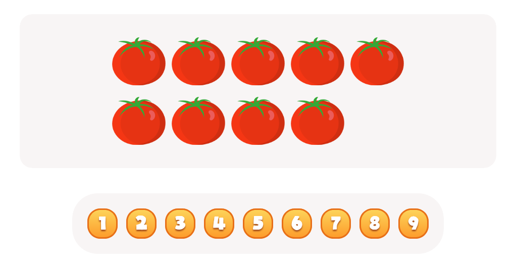 Count the  Tomatoes Worksheet. Count up to  8 & 9 Skill