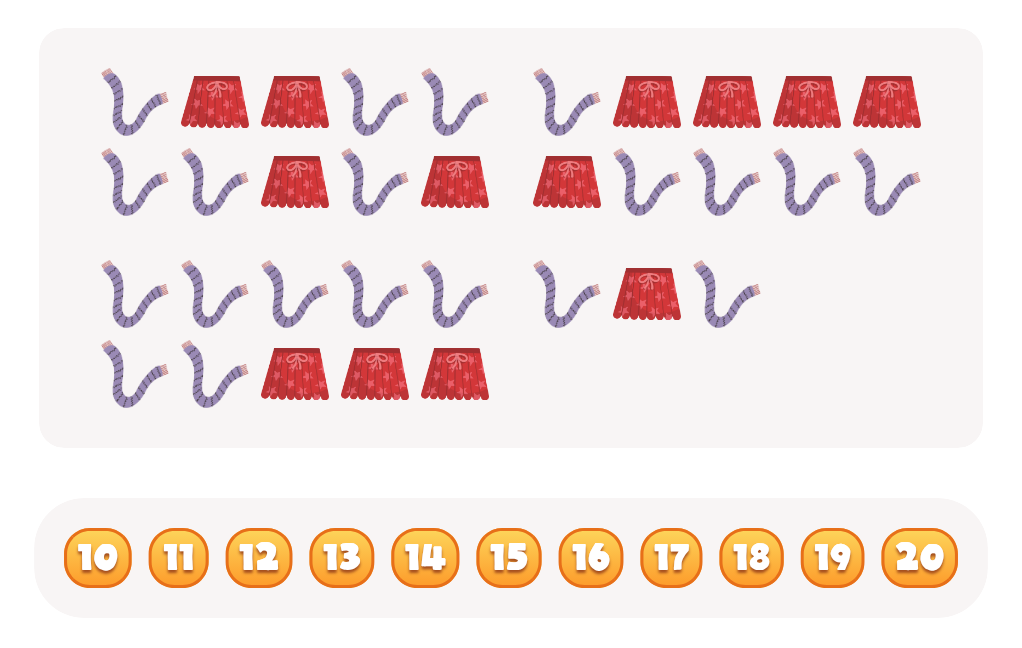 Count up to 20 - Count the  Scarves Worksheet
