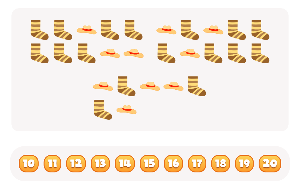Count up to 20 - Count the  Socks Worksheet