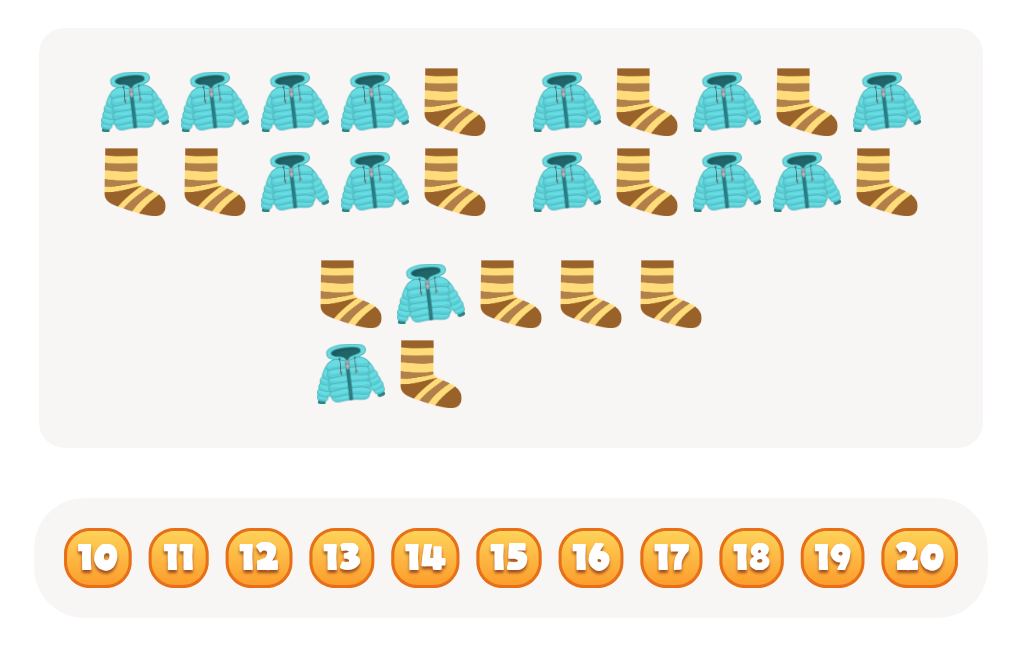 Count up to 20 - Count the  Socks Worksheet