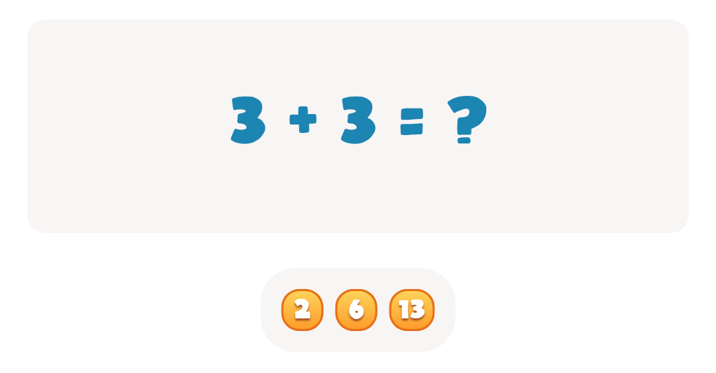 DoubleDoubles Math Facts Worksheet - Choose the Correct Sum for 3 + 3