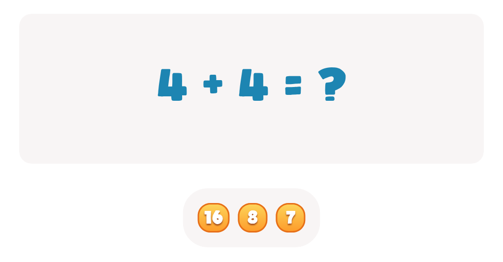 DoubleDoubles Math Facts Worksheet - Choose the Correct Sum for 4 + 4