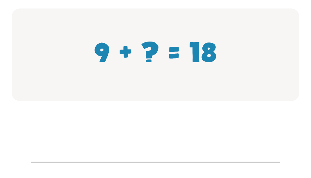 Doubles Facts Worksheet: Type the Missing Number in 9 + ? = 18