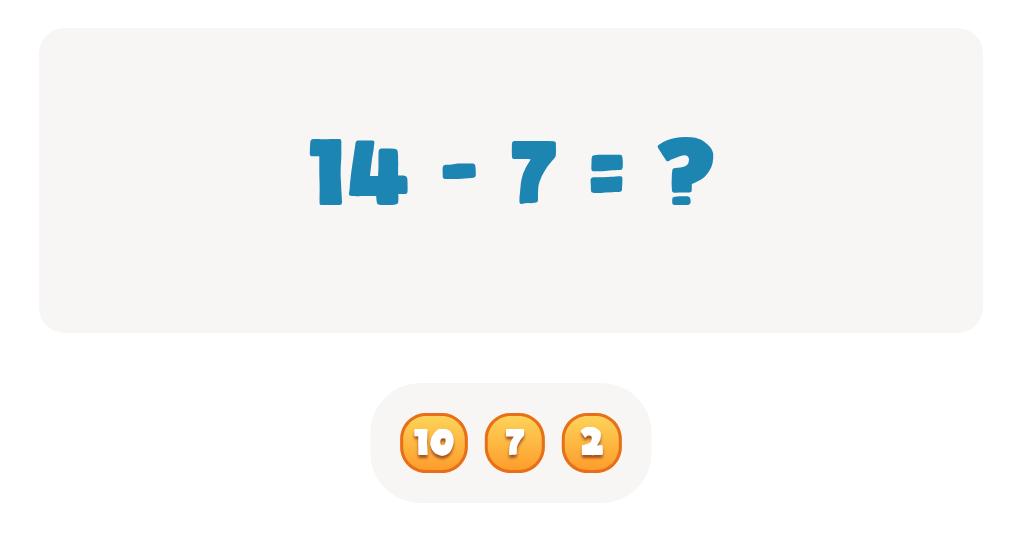 Doubles Subtraction Worksheet: Find the Answer to 14 - 7