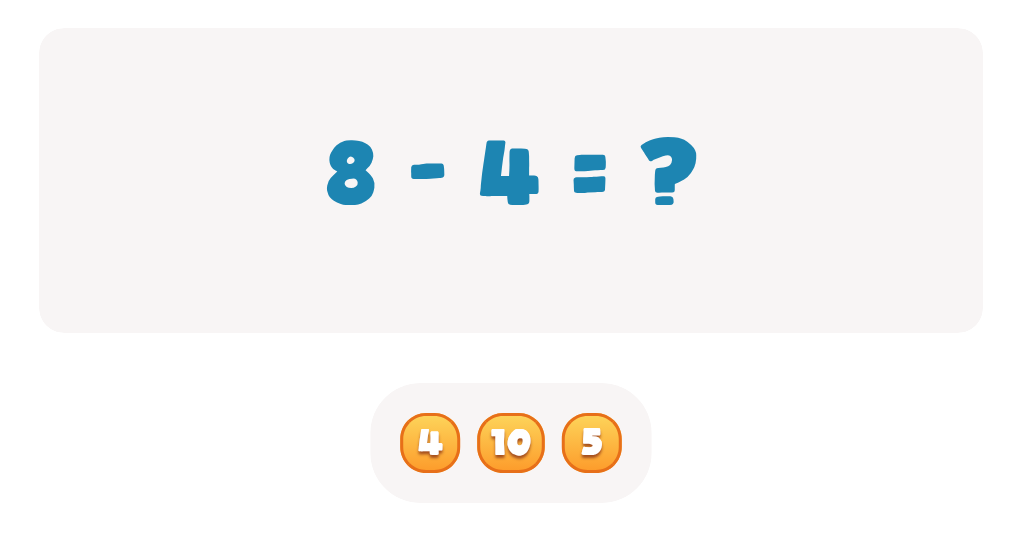 Doubles Subtraction Worksheet: Find the Answer to 8 - 4