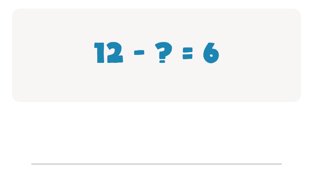 Doubles Subtraction Worksheet: Type the Missing Number in 12 - ? = 6