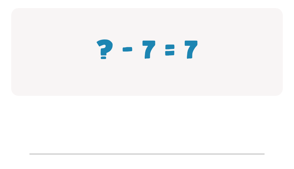 Doubles Subtraction Worksheet: Type the Missing Number in ? -  7 = 7