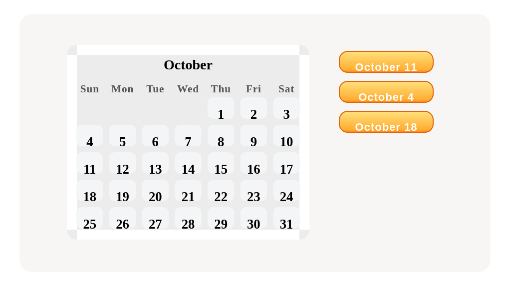 Find the first Sunday of October.