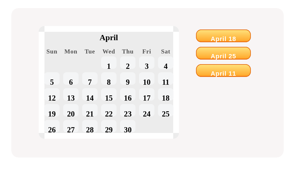 Find the last Saturday of April.