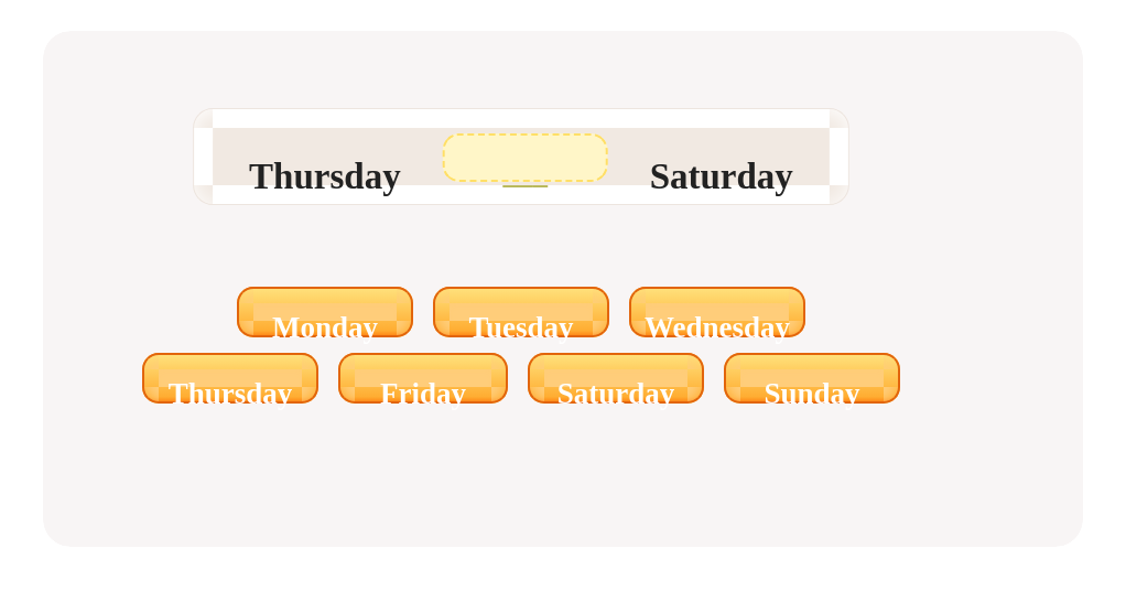 Find the missing day in this week’s order.