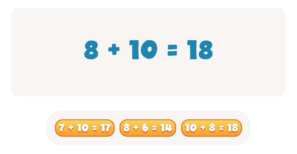 Find the related turn around fact 8 + 10 Worksheet