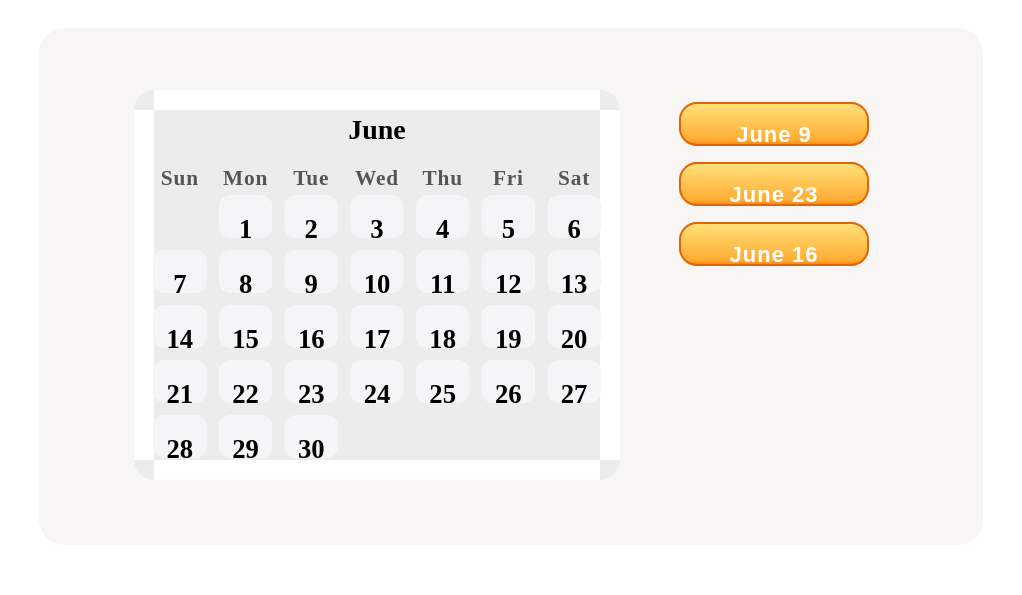 Find the third Tuesday of June.