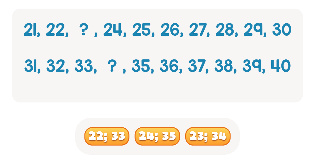 Find Two Missing Numbers in Sequence