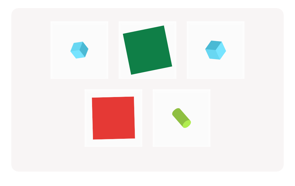 Grade K Geometry – Finding Flat Shapes Among Solid Shapes: Squares and Triangles