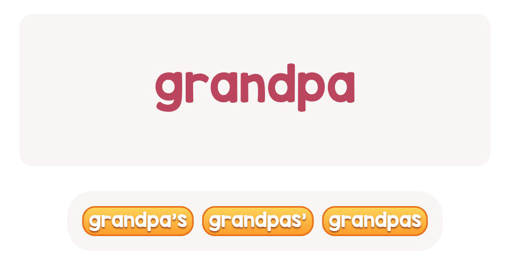 How do you show grandpa owns something? Pick your answer.