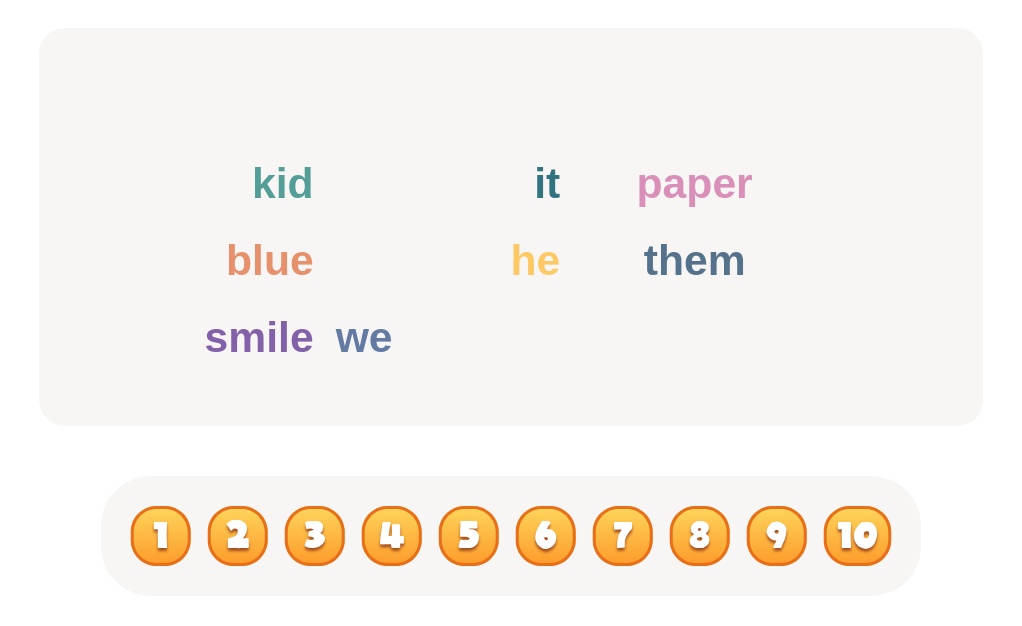 How many words below are personal pronouns?