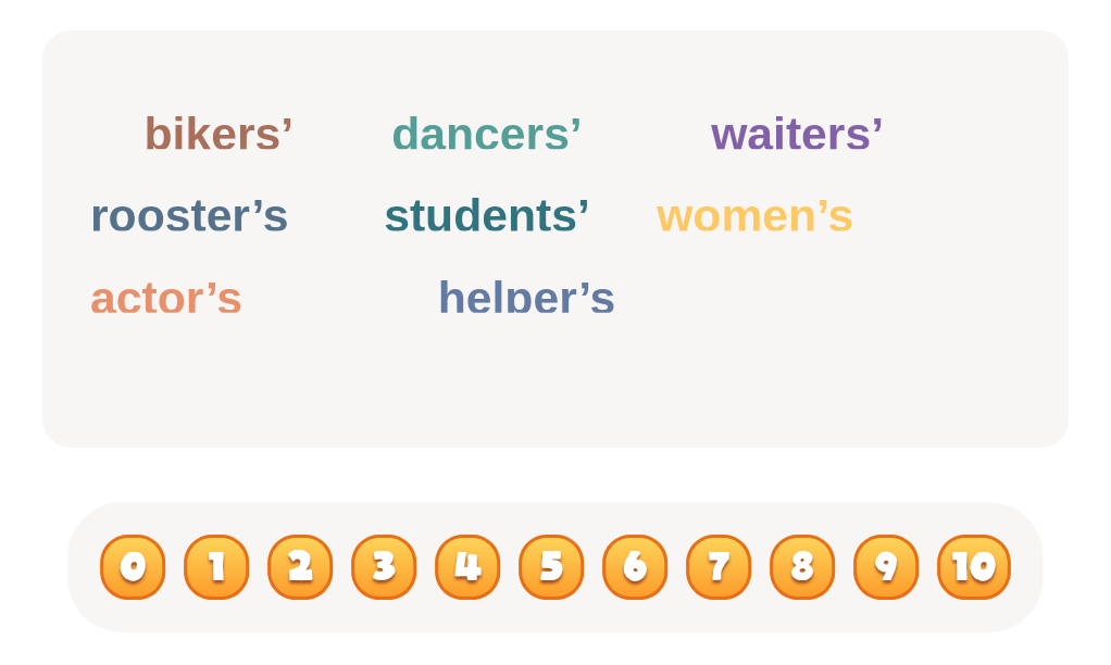 Let’s search for plural possessive nouns together! How many?