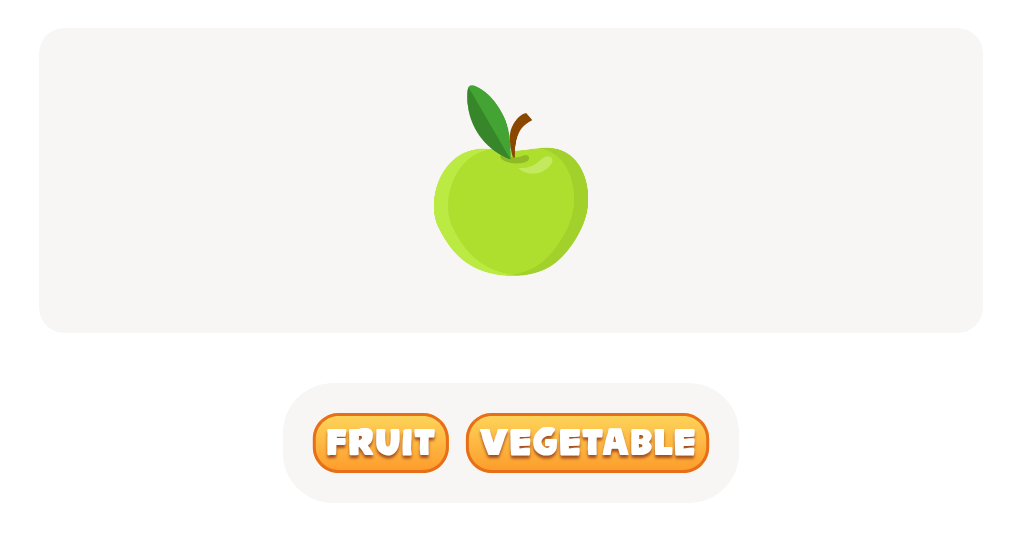 Look at the image of the Apple and choose whether it is a fruit or a vegetable.