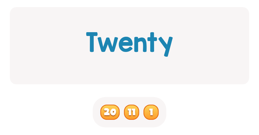 Match Number Word to Digit (0-20) - ESL Worksheet