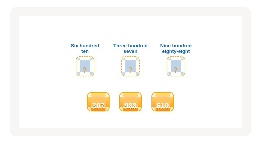 Match numerals to words.