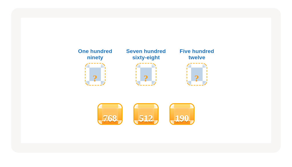 Number and name matching time!