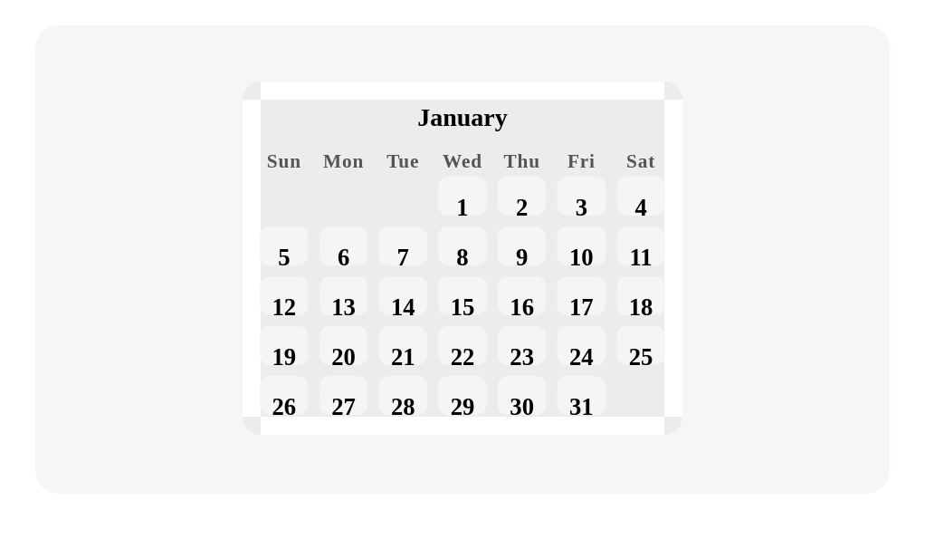 Point to January 15 on this calendar.
