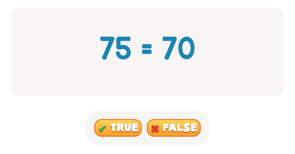 Practice Comparing Numbers up to 100: Choose True or False!