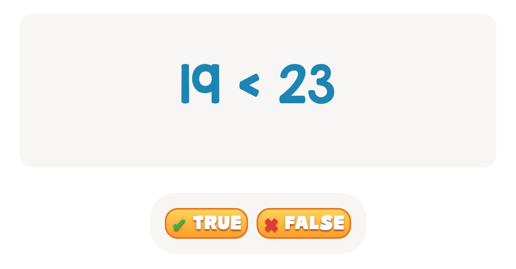 Practice Comparing Numbers up to 100: Choose True or False!