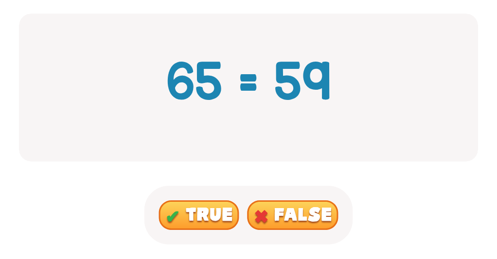 Practice Comparing Numbers up to 100: Choose True or False!