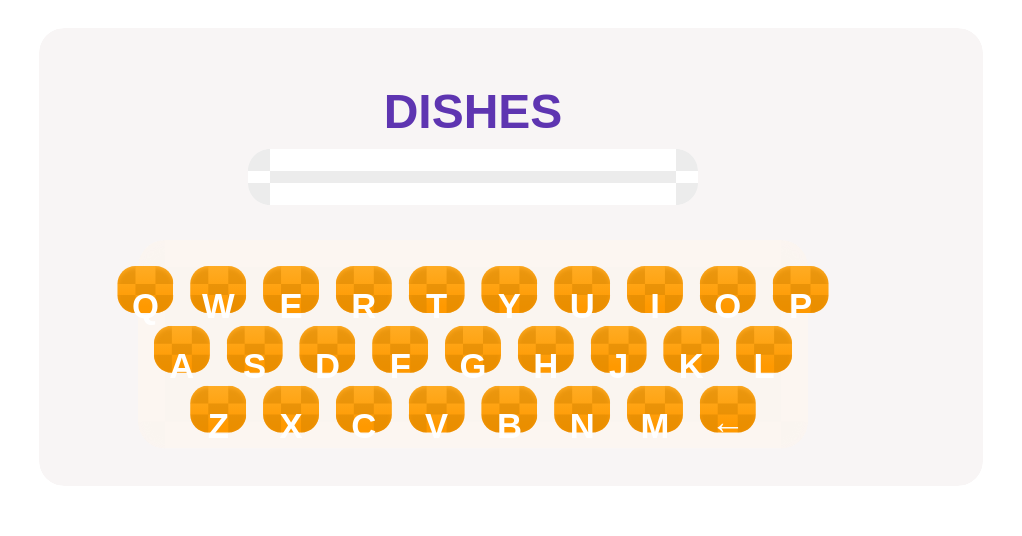 Show the singular form for this kitchen word.