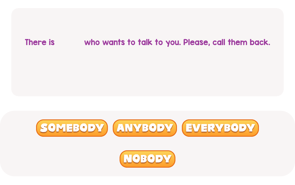 Someone wants to talk—what word fits?