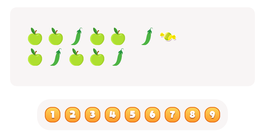 Sort and Count Apples, Pea pods and Candies Worksheet